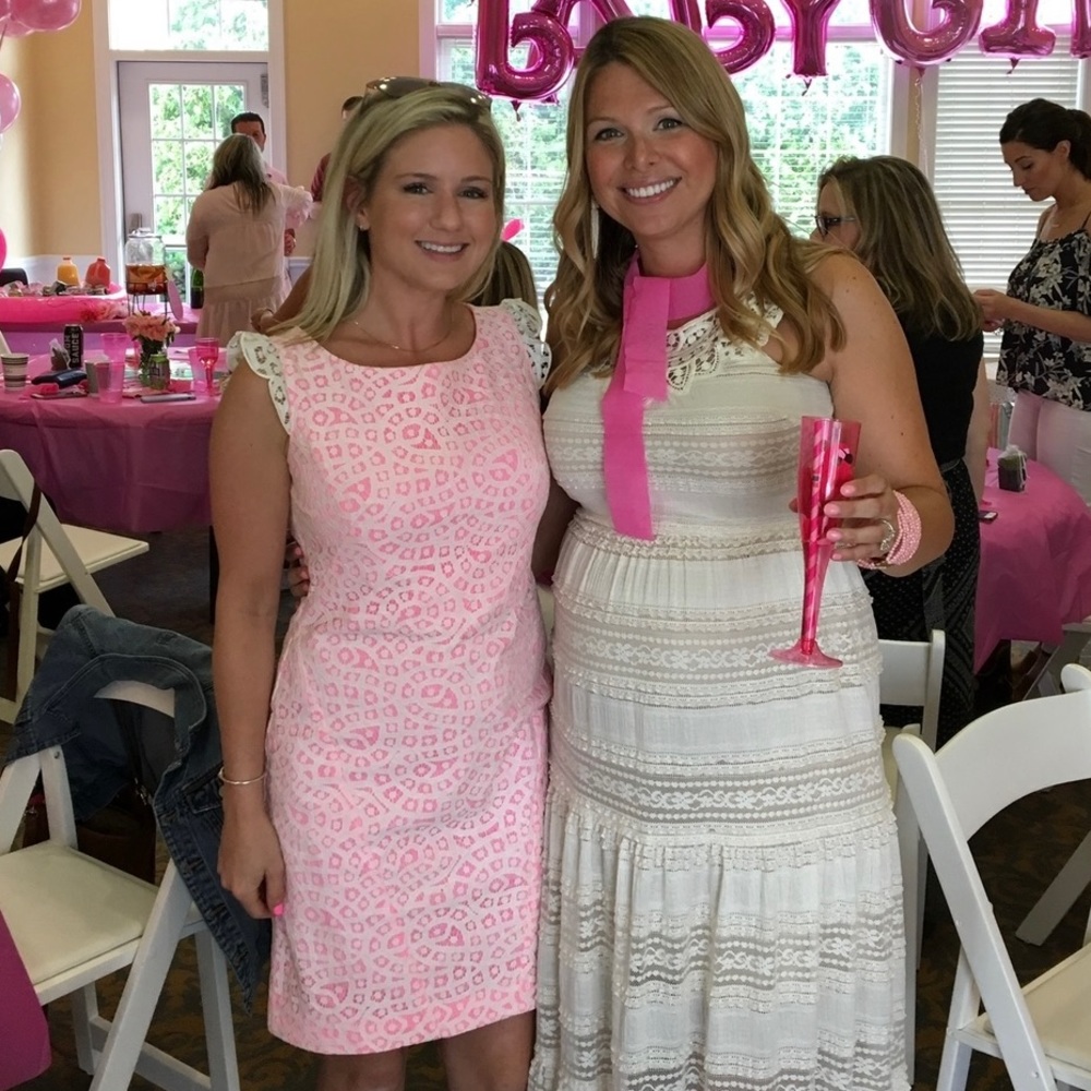Jessica Simpson Paisley Eyelet Hot Pink Dress